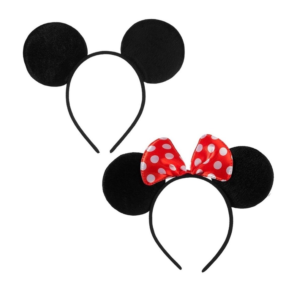 Minnie Mouse Ears Headband Red Polka Dot Bow Costume Accessory Set‎ of 2 NIB